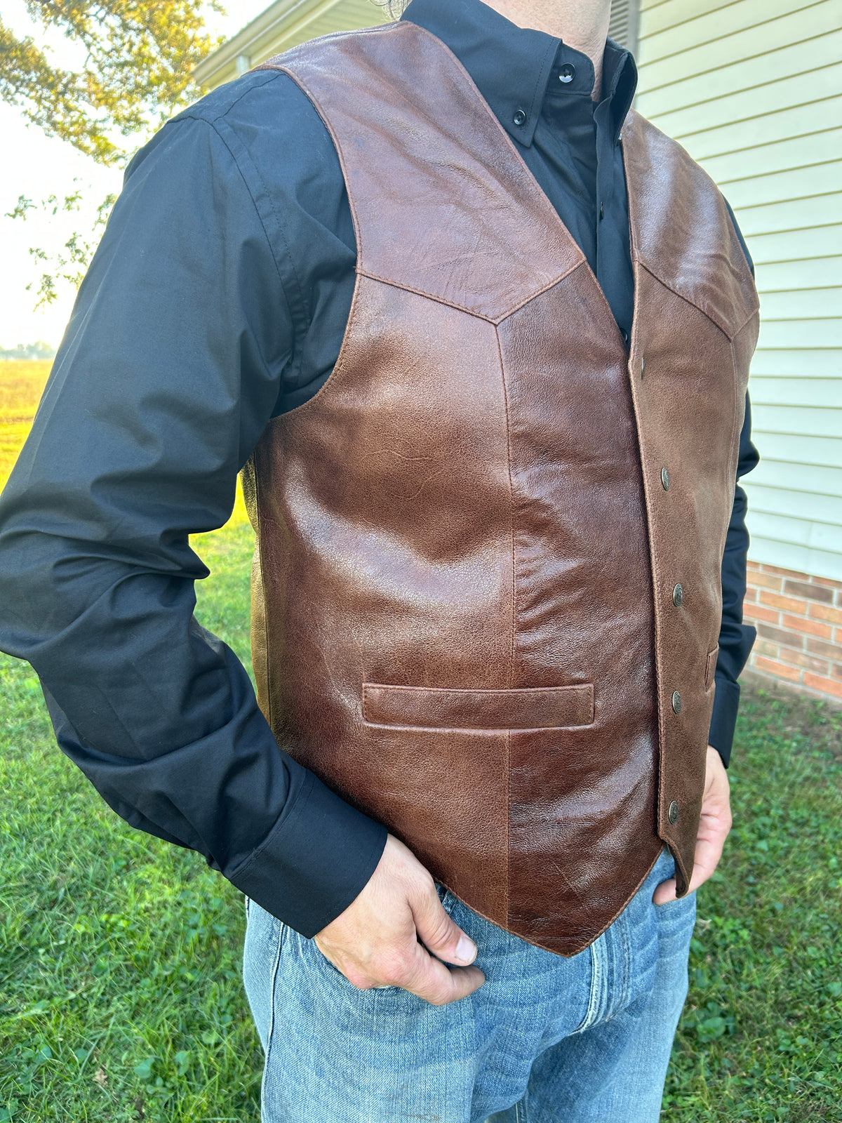 Men's Vintage Lamb Vest by Scully®-Brown