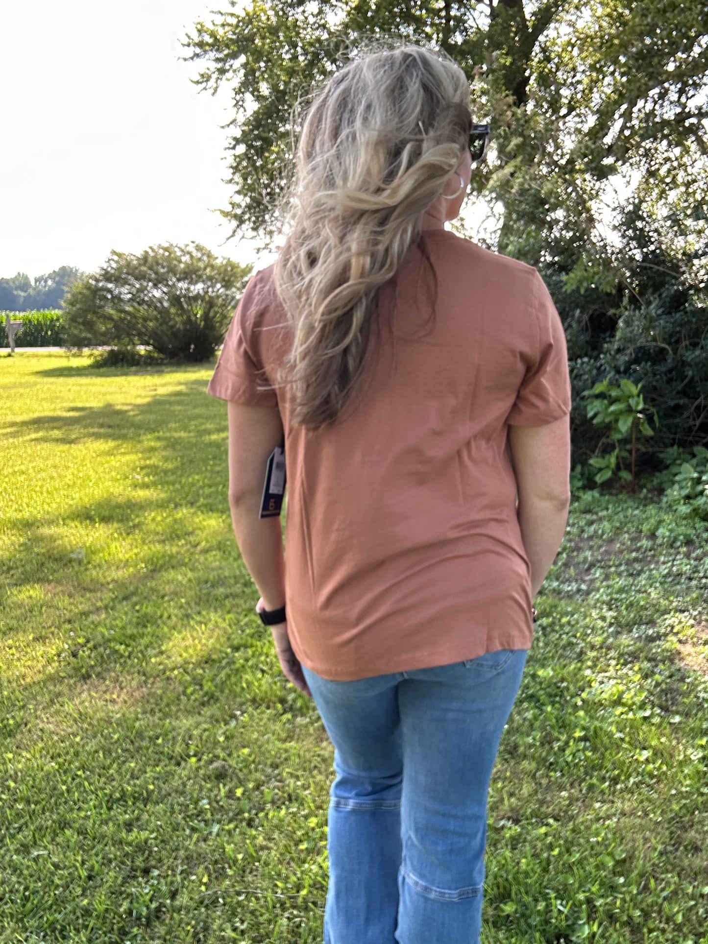 Ladies Embossed Skull Tee