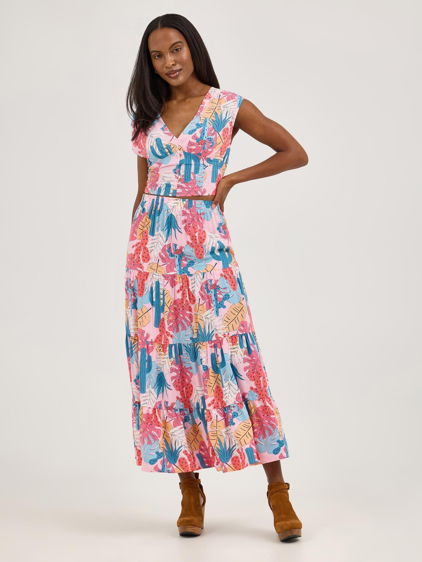 Wrangler Retro® Americana Dress Set- Pink Cacti Maxi Skirt