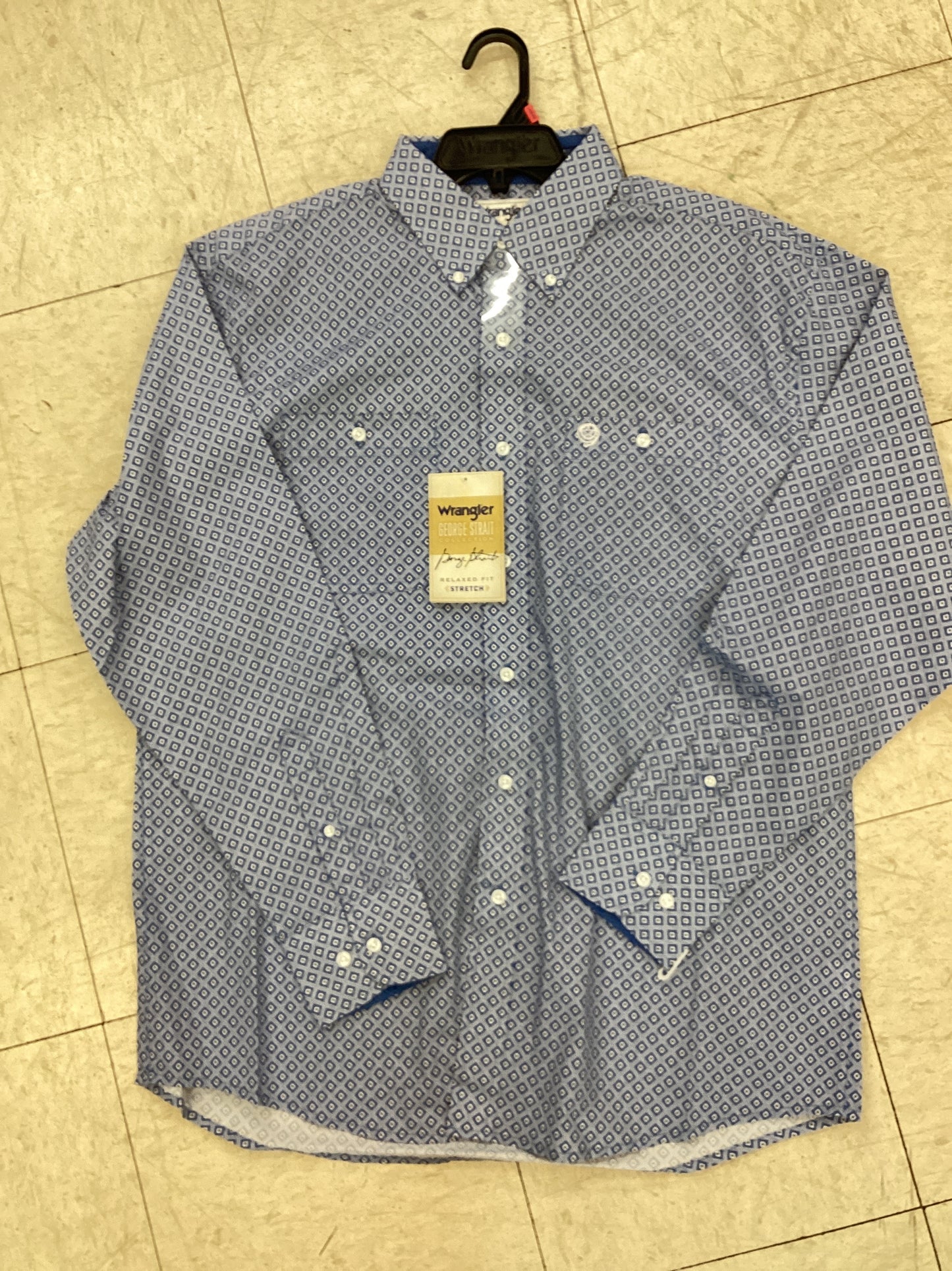 Wrangler Men’s George Strait Long Sleeve- 2 Pocket Blue