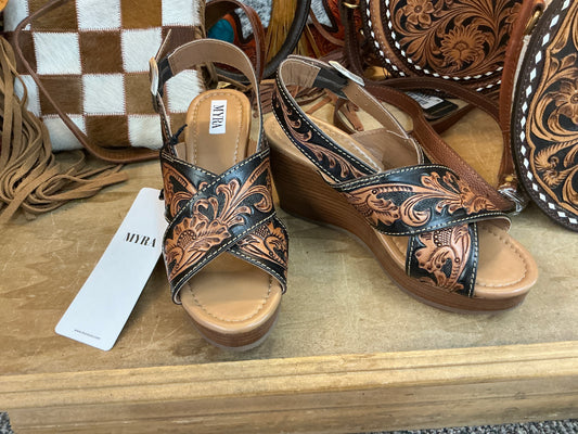 Flower Ridge Hand-tooled Sandals