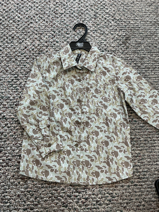 Two Fly Old Camo Button Up