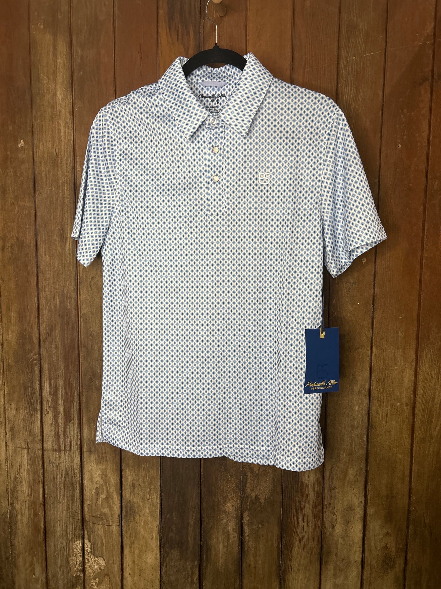Men's Blue Geo Snap Polo by Panhandle Slim
