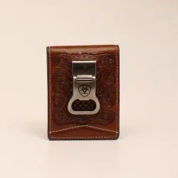 Ariat® Money Clip & Bottle Opener Bifold Wallet- Tooled Floral