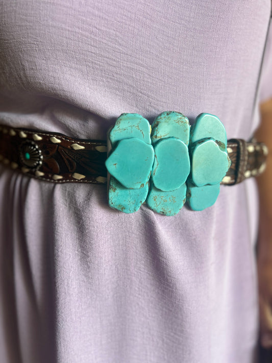 Large Turquoise Slab Belt Buckle 901f