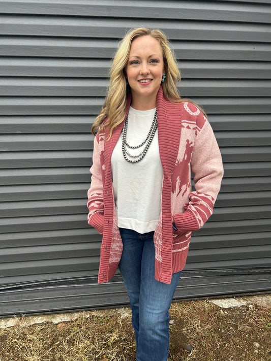 Wrangler Retro Vintage Sweater Cardigan- Pink