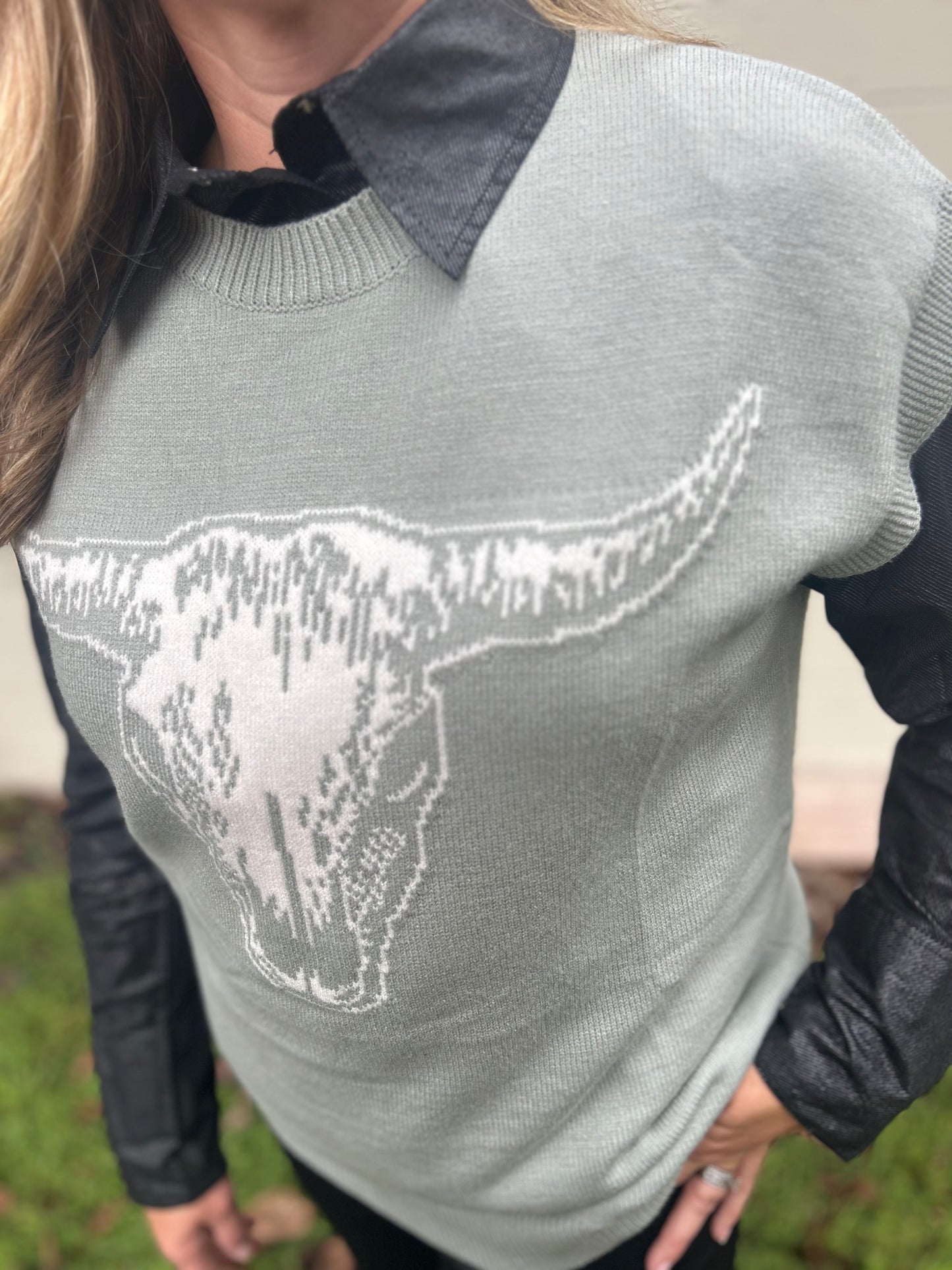 Sage Skull Sweater Vest