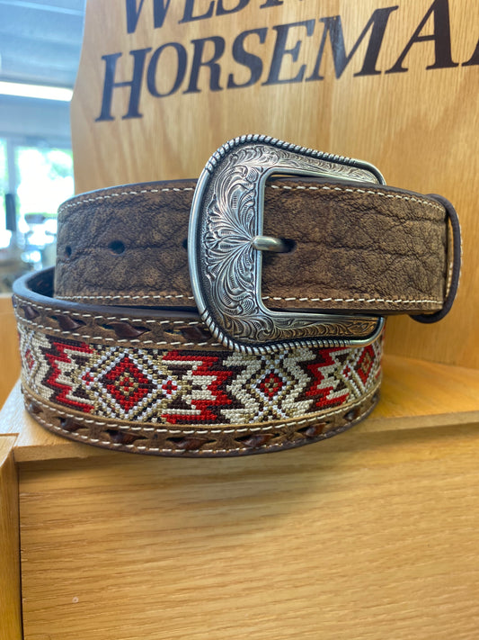 Rodeo Red Embroidered Belt by 3D Belt Company