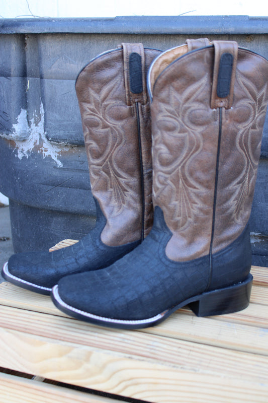 Stetson- Faux Caiman Belly Square Toe