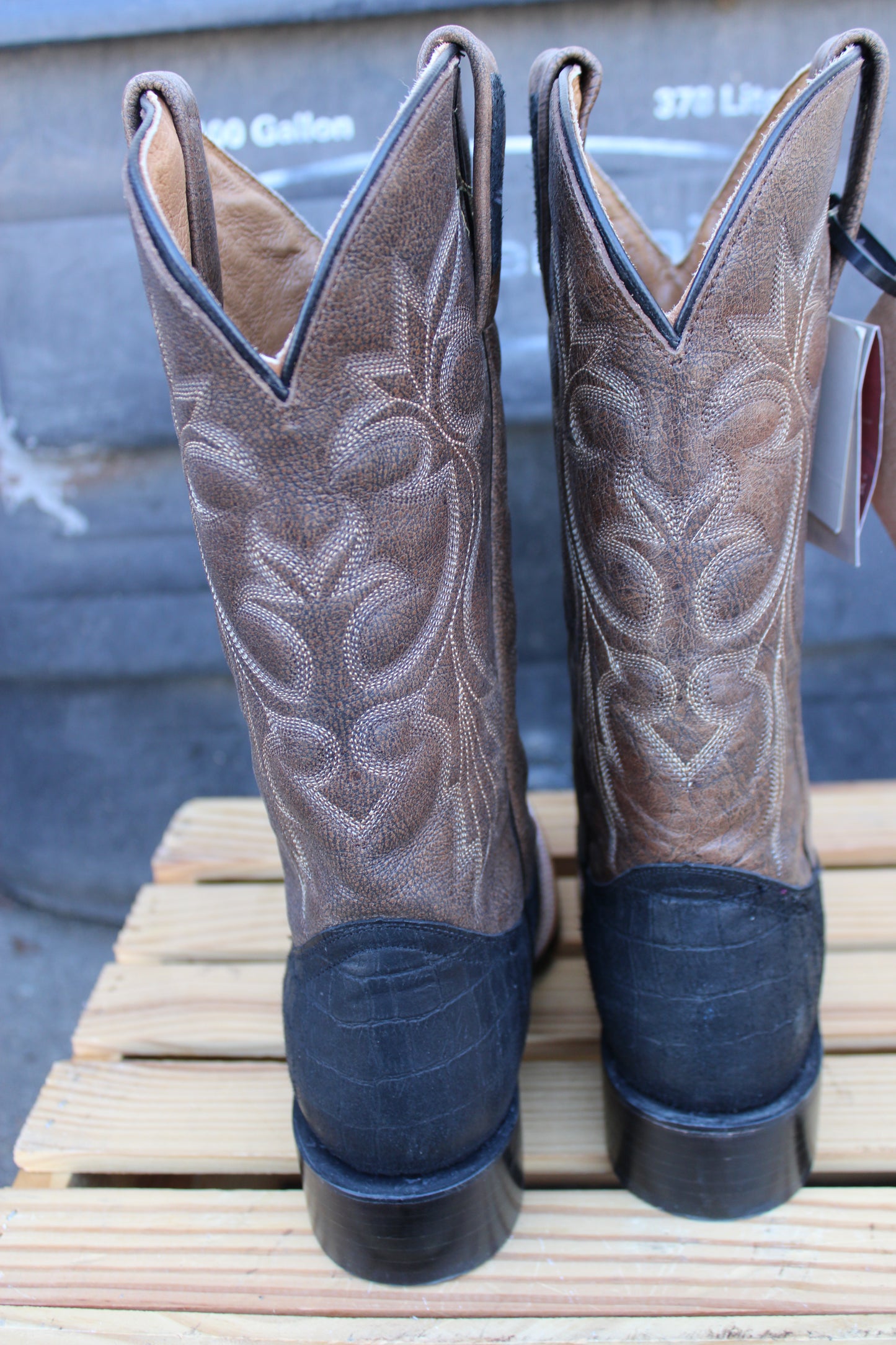 Stetson- Faux Caiman Belly Square Toe