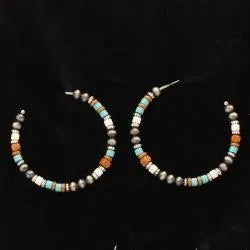 Silver Strike Multi-Bead Hoop Earring