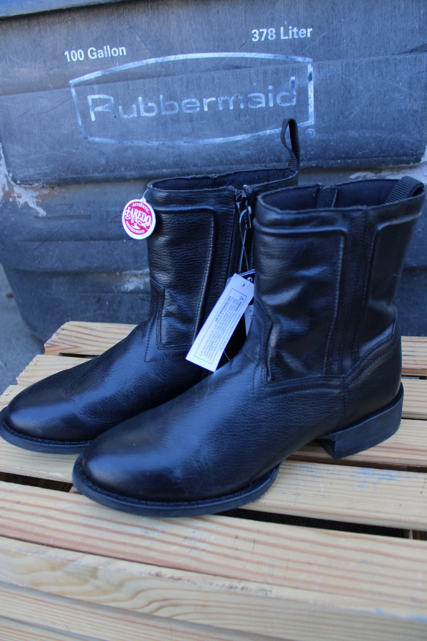 Laredo-Black Half Boot with Zipper