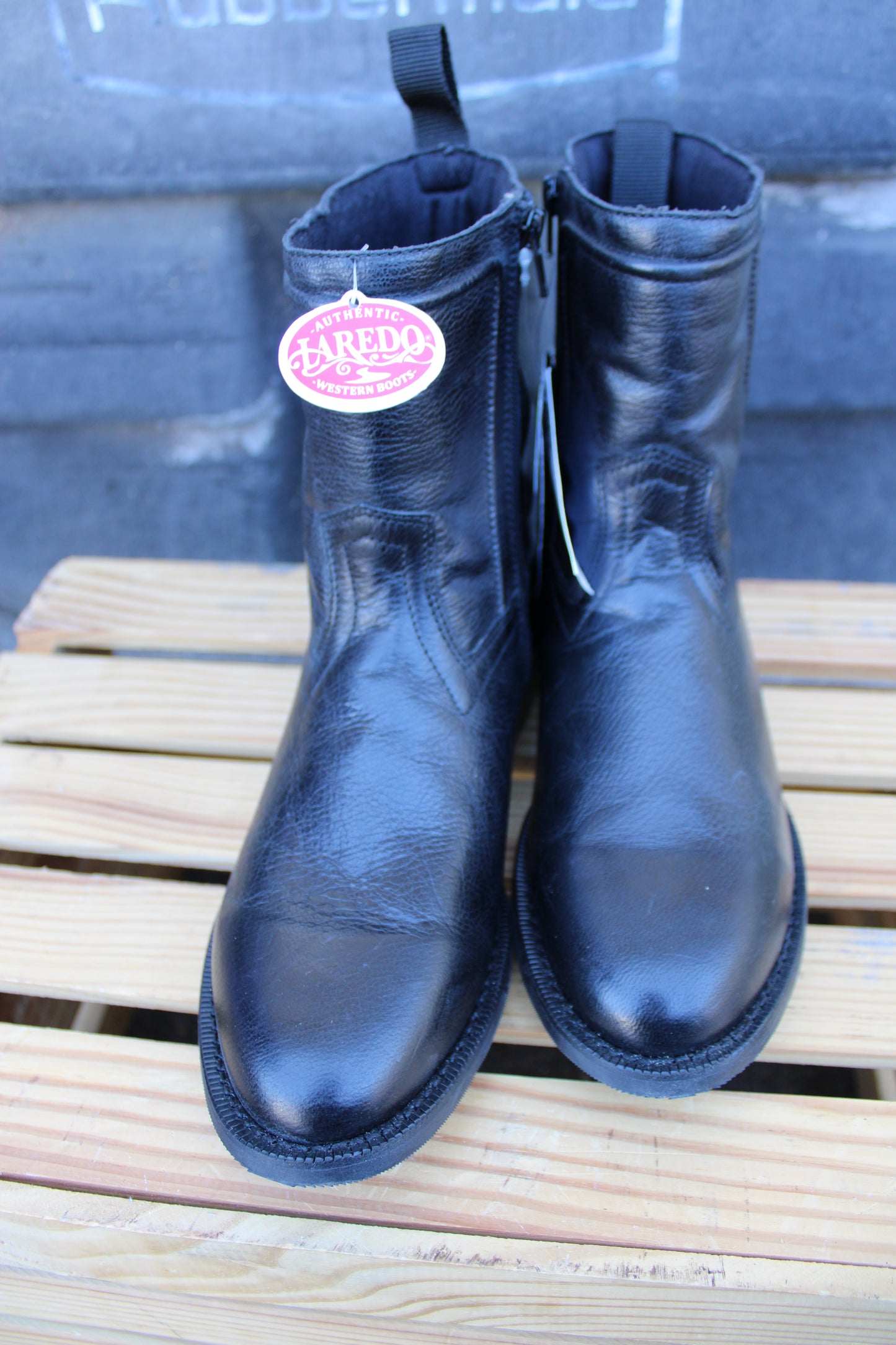 Laredo-Black Half Boot with Zipper