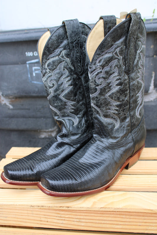 Corral Boots- Black Lizard Cutter Toe