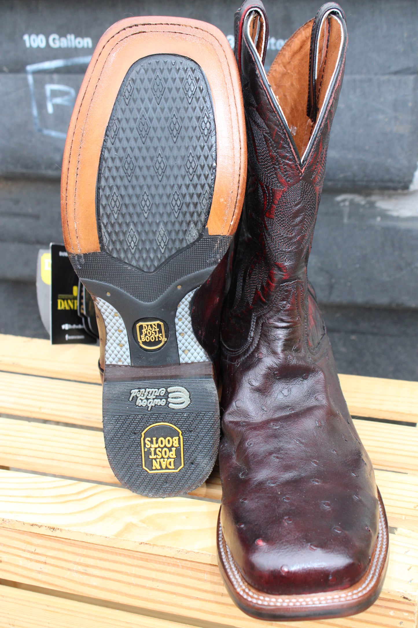 Dan Post Cowboy Certified- Alamosa Black Cherry Full Quill Ostrich