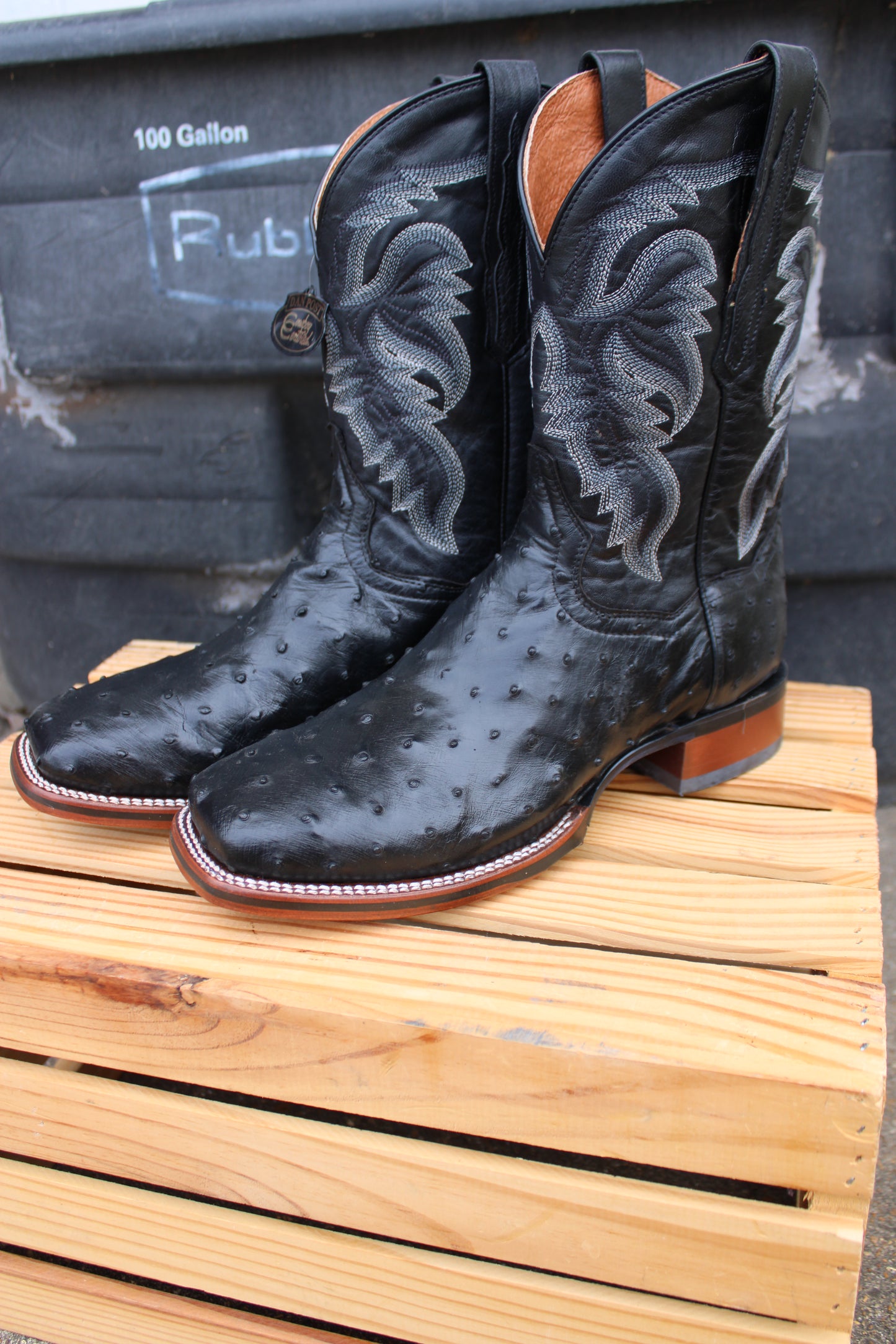 Dan Post Cowboy Certified-Alamosa Full Quill Ostrich- Black