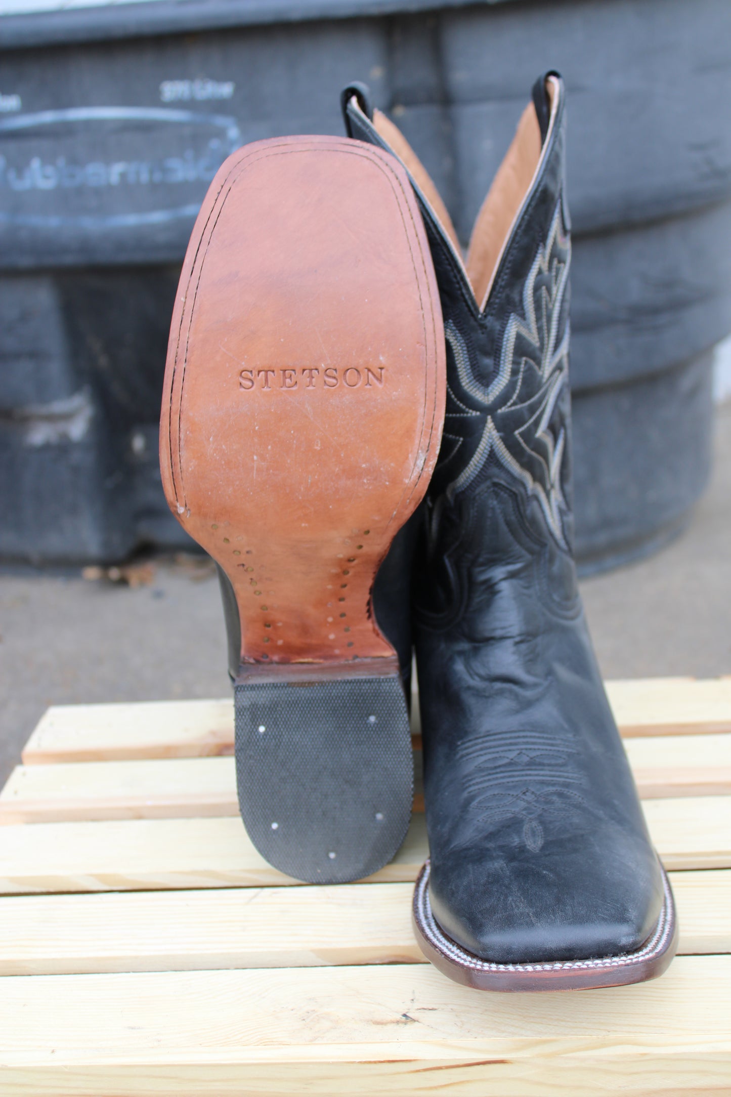 Stetson-All Black Square Toe
