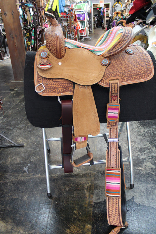 13” Silver Royal "Serape Deluxe" Barrel Saddle