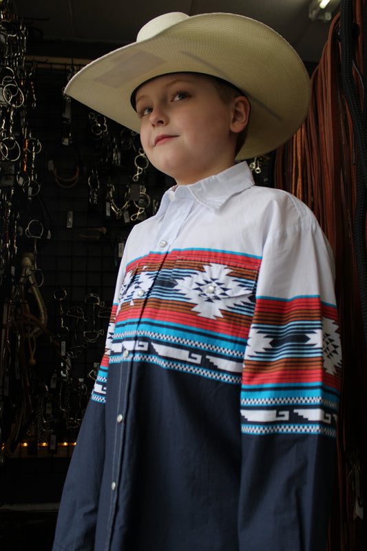 Roper Vintage® Horizontal Aztec Ombré Boy’s Long Sleeve