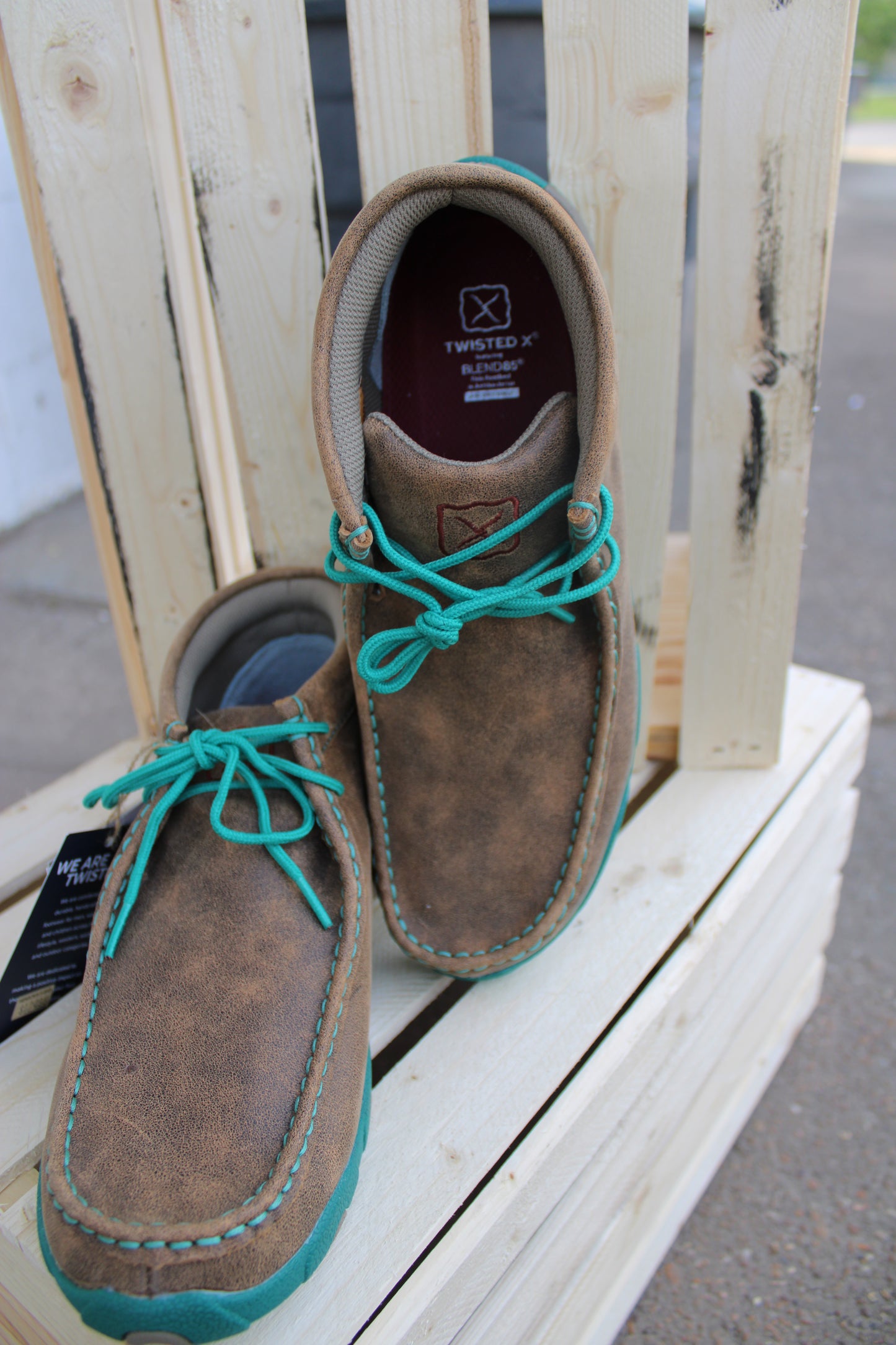 Women's Chukka Driving Moc by Twisted X- Bomber & Turquoise