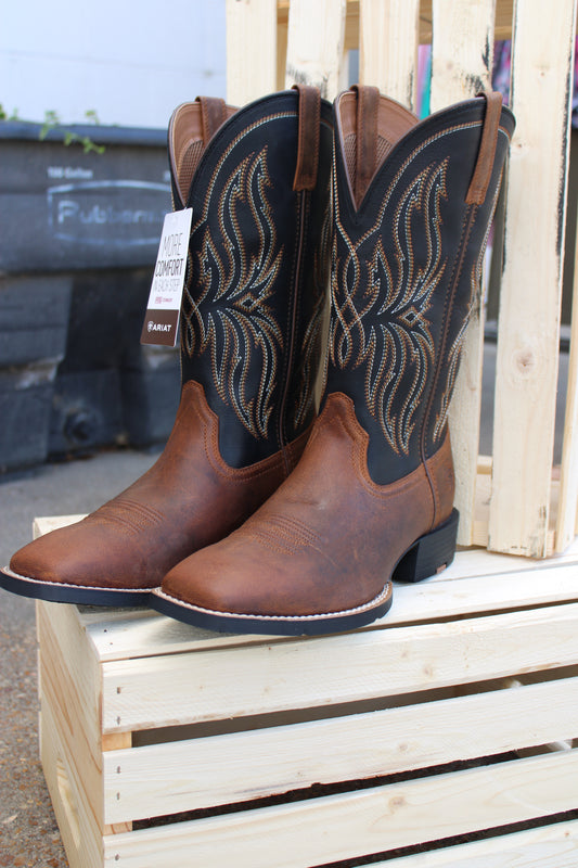 Ariat Men's Sport Rustler- Brute Brown & Tack Room Black