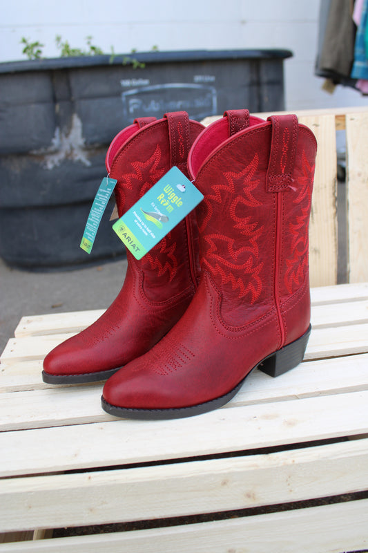 Ariat- Kid's Western Heritage R Toe Boot- Rosy Red