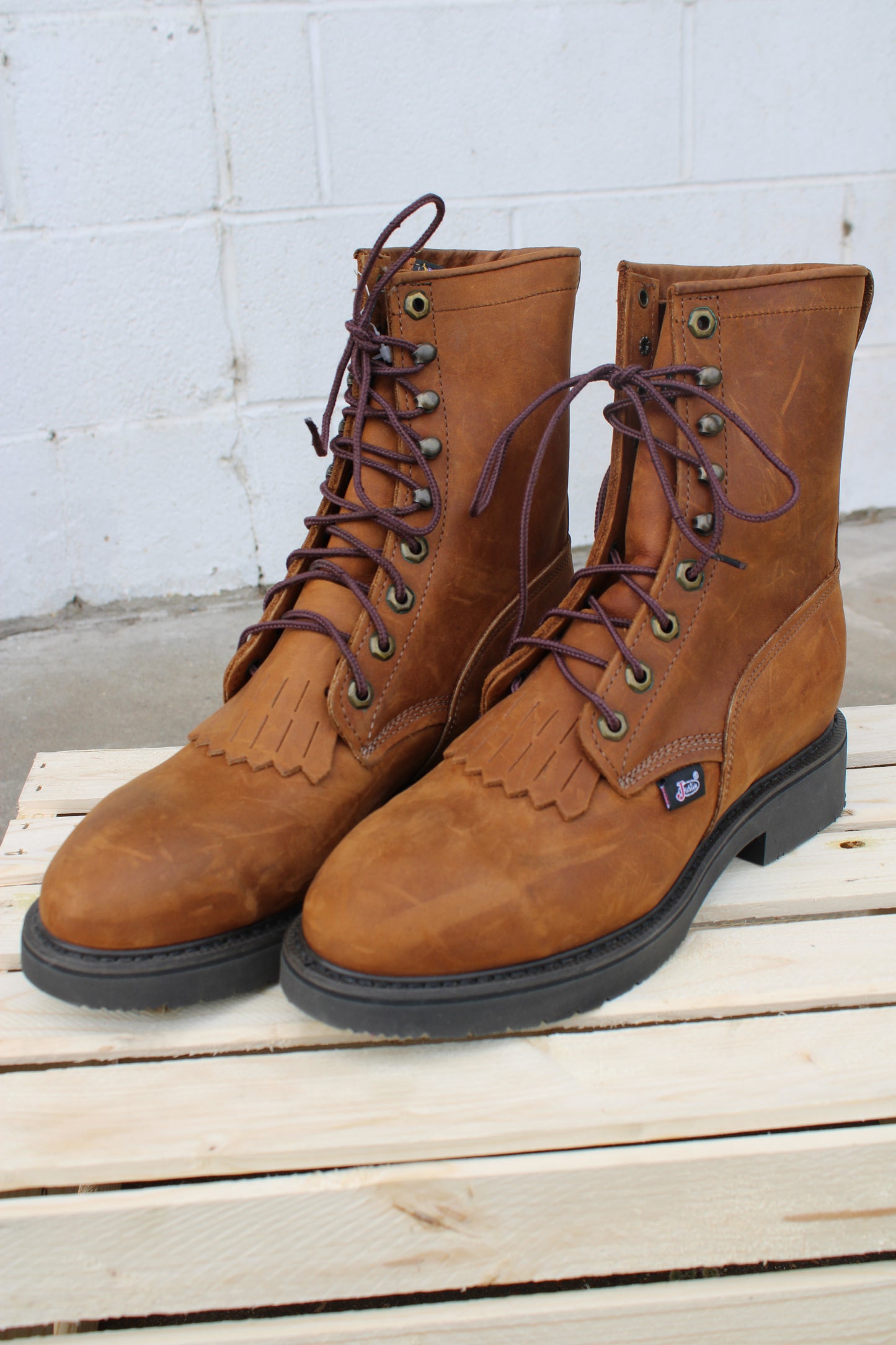 Justin 764- 8" Lace Up Steel Toe Work Boot
