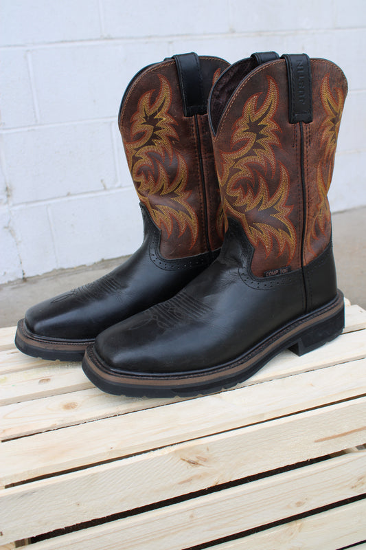 Justin ASTM Composite Square Toe Boot- Black & Tan