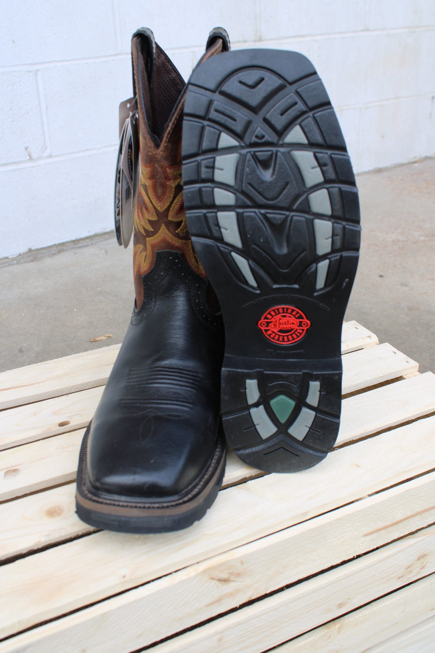 Justin ASTM Composite Square Toe Boot- Black & Tan