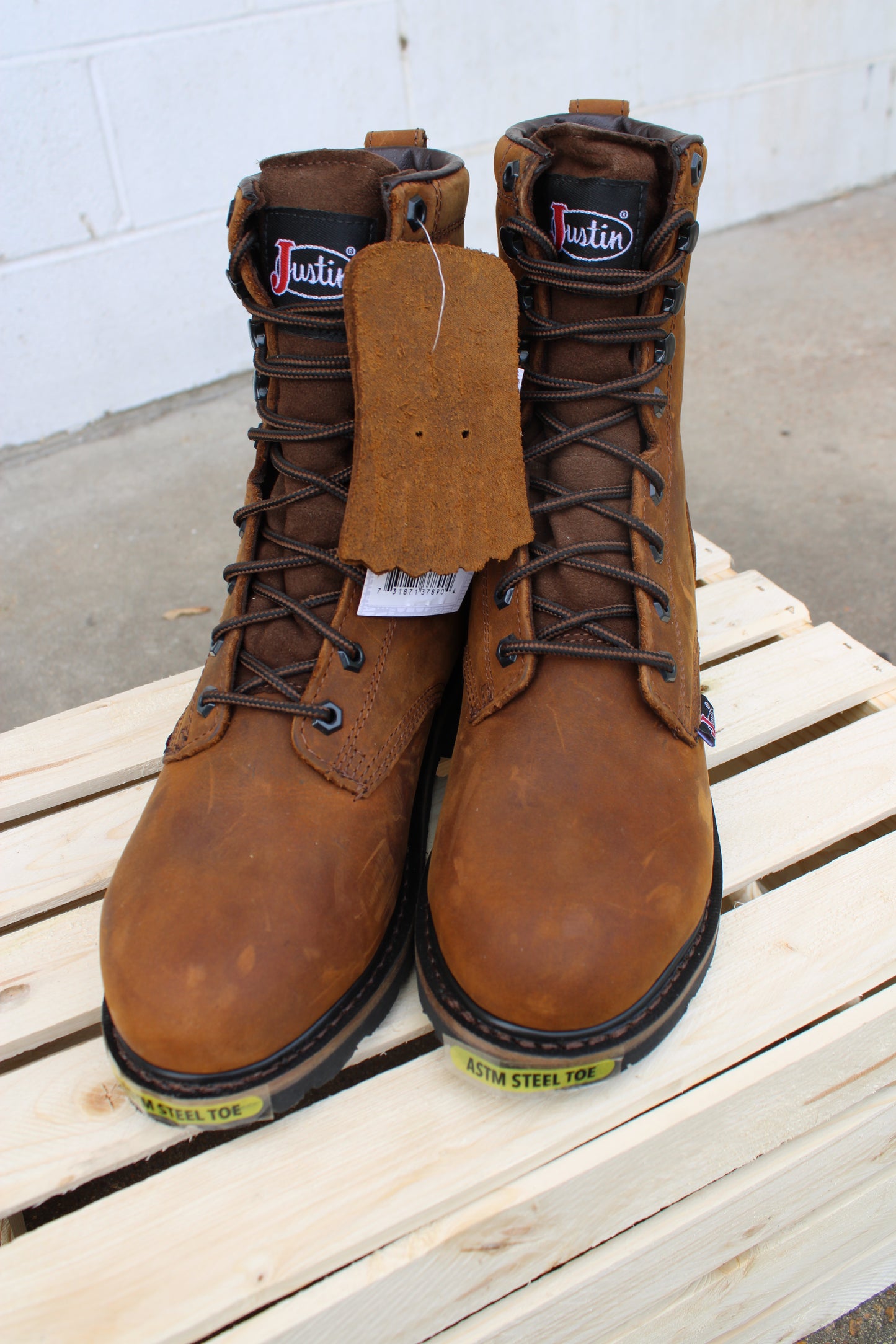 Justin 8" Lace-Up Steel Toe Work Boots
