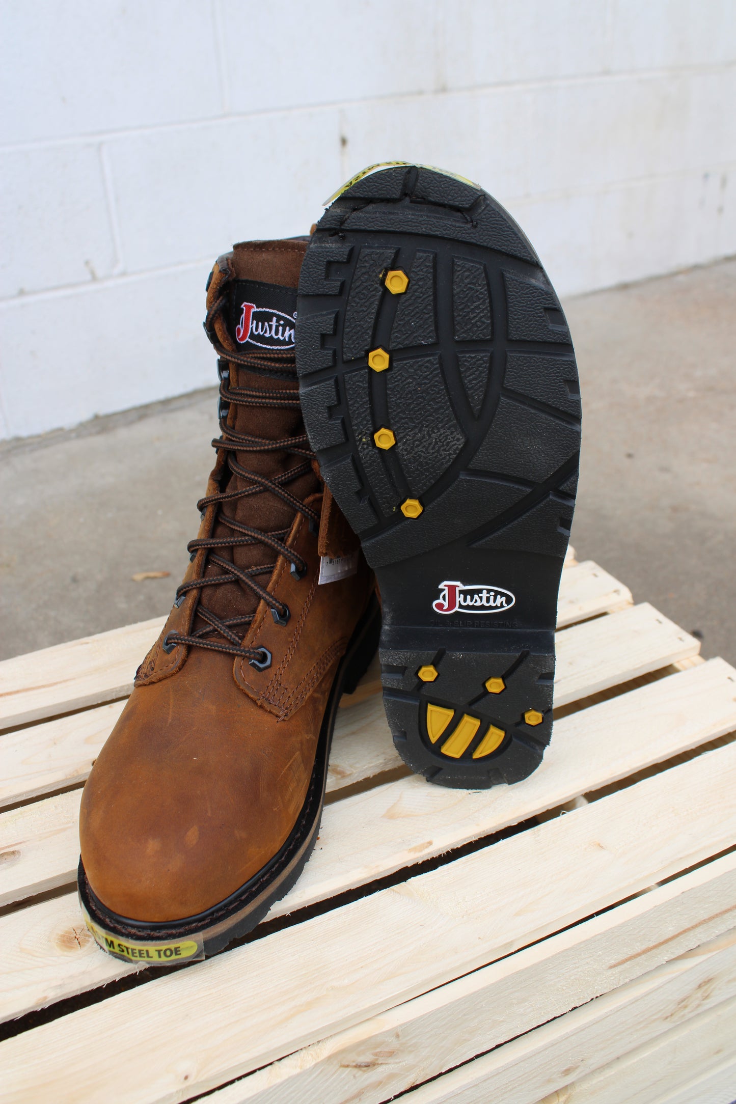Justin 8" Lace-Up Steel Toe Work Boots