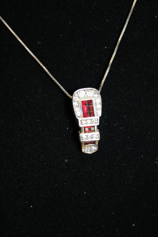 Red Buckle and Latigo Necklace by Kelly Herd Designs