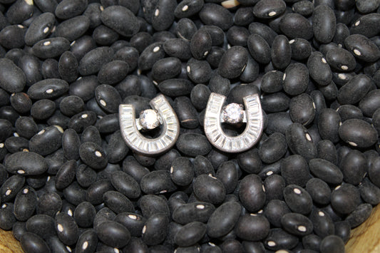 Sterling Silver and Cubic Zirconia Horseshoe Earrings by Kelly Herd Designs
