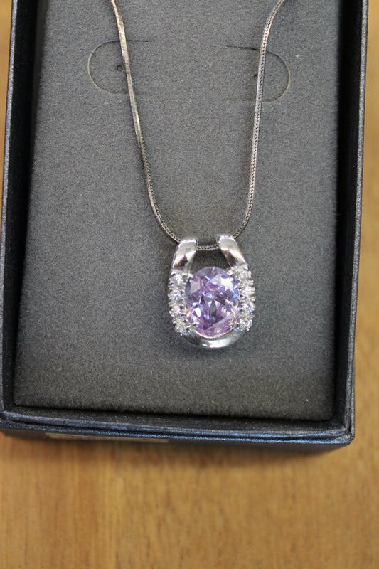 Amethyst & CZ Horse Shoe Necklace by TidBits