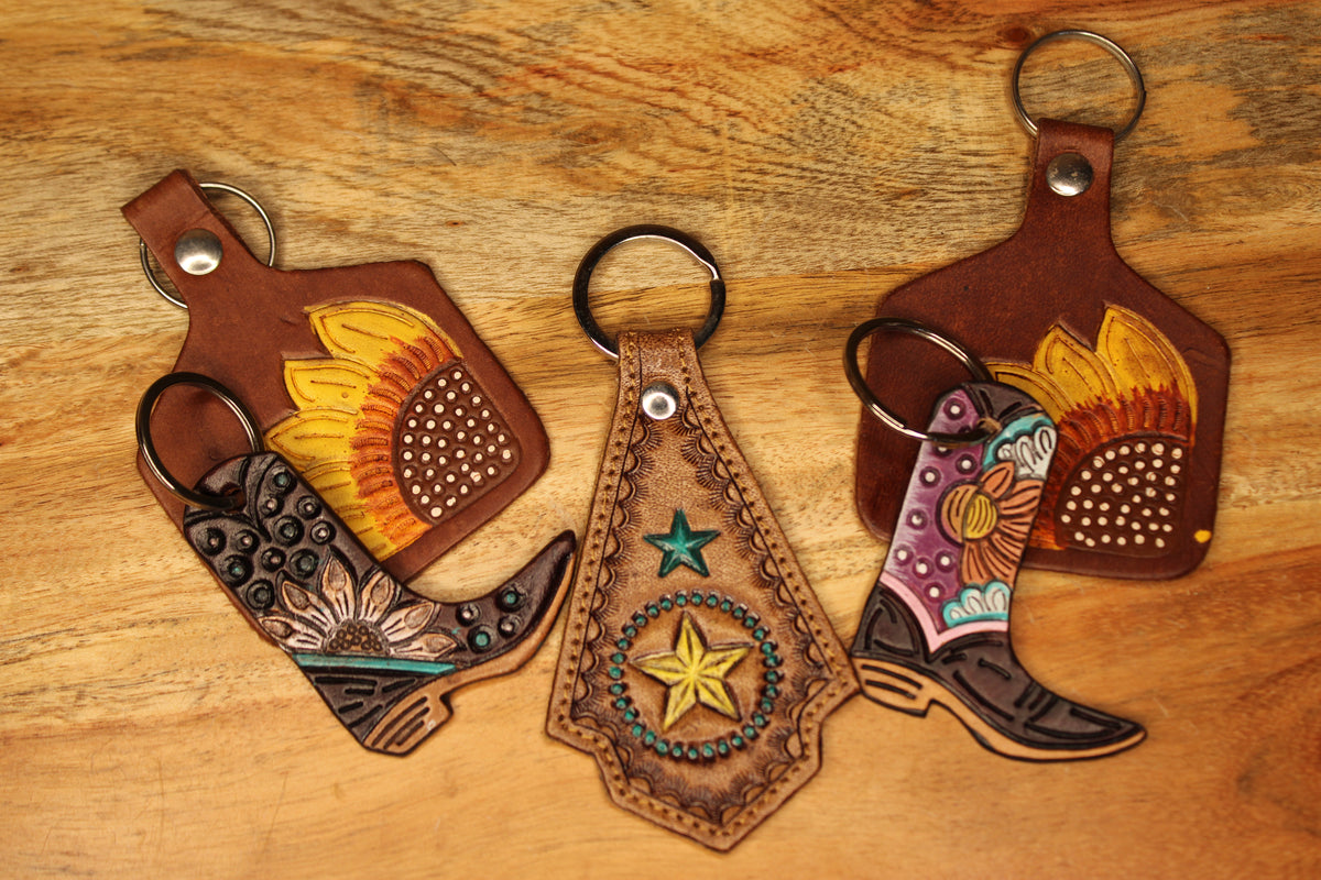 Tooled Leather Keychains