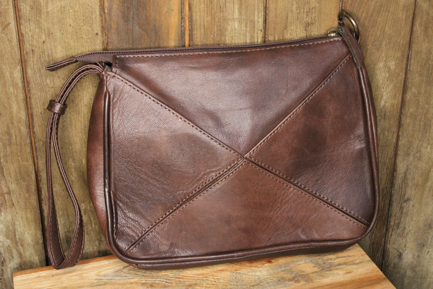 Chocolate Brown and Tooled Leather Purse