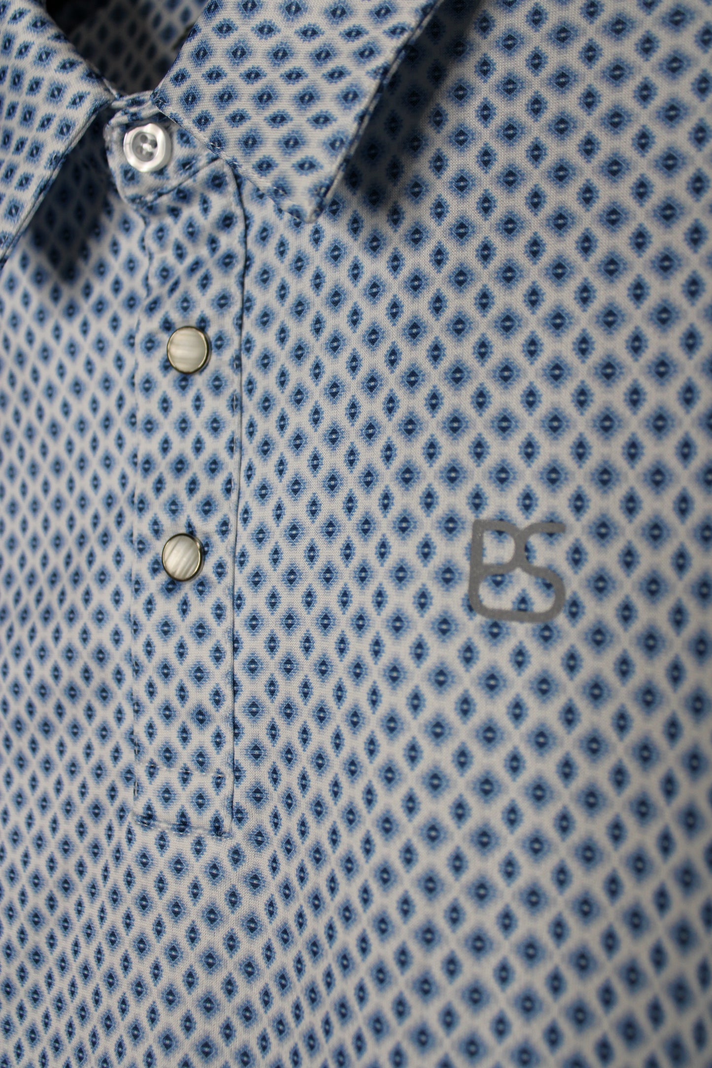 Men's Blue Geo Snap Polo by Panhandle Slim