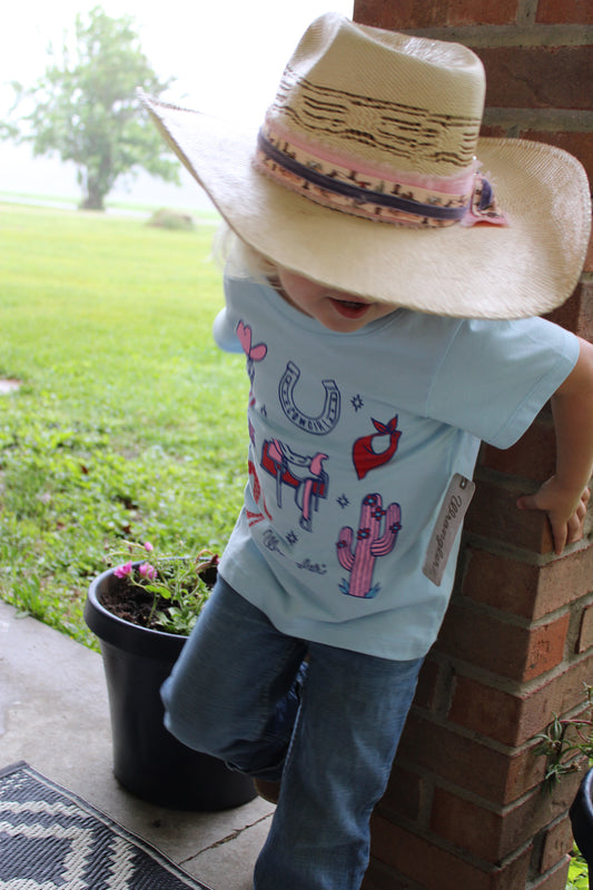Wrangler® Girls Short Sleeve T-Shirt- Cowgirl Icons