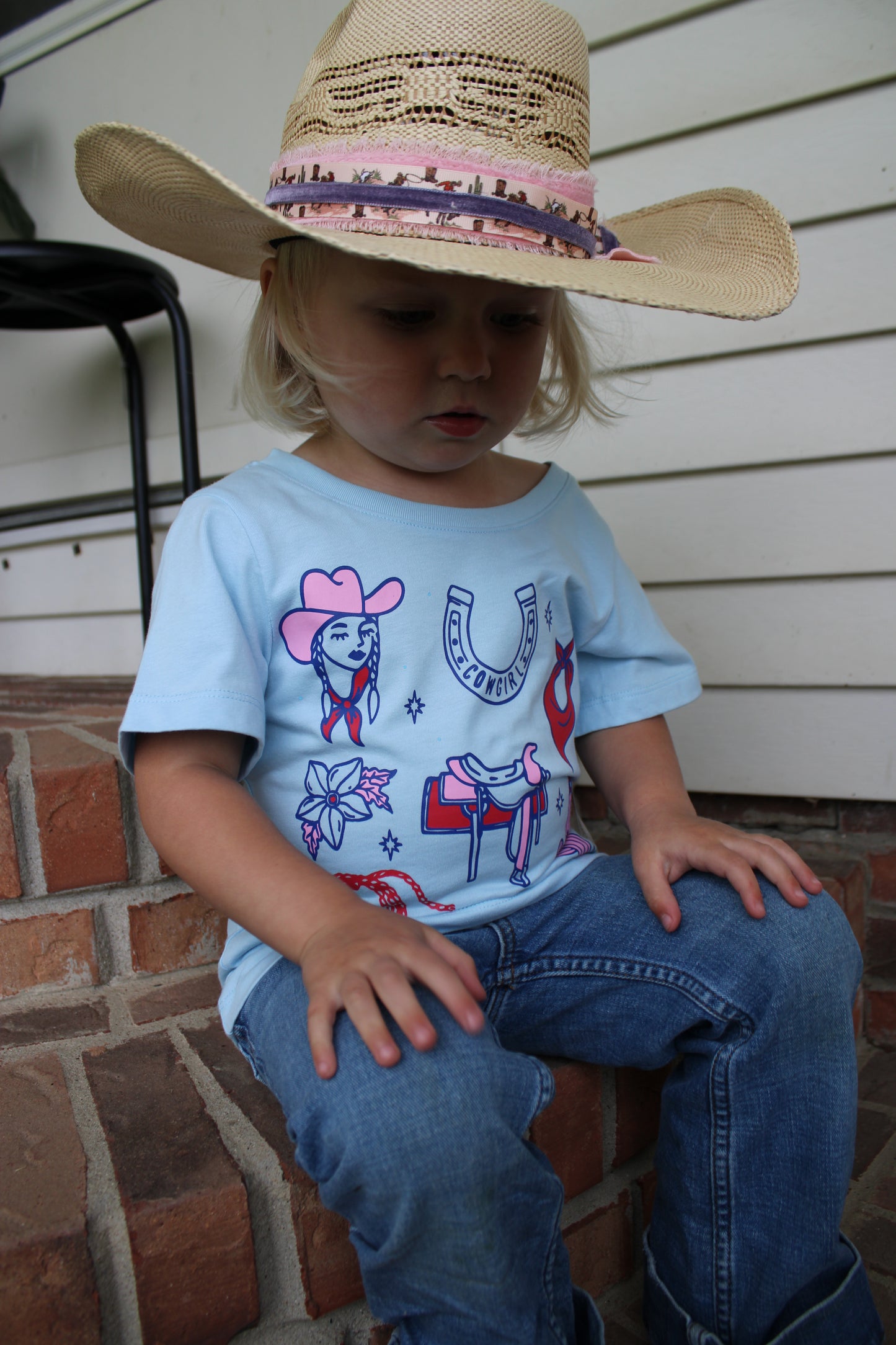 Wrangler® Girls Short Sleeve T-Shirt- Cowgirl Icons