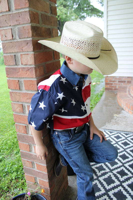 Boy's Stars & Stripes Short-Sleeve Shirt by Roper®