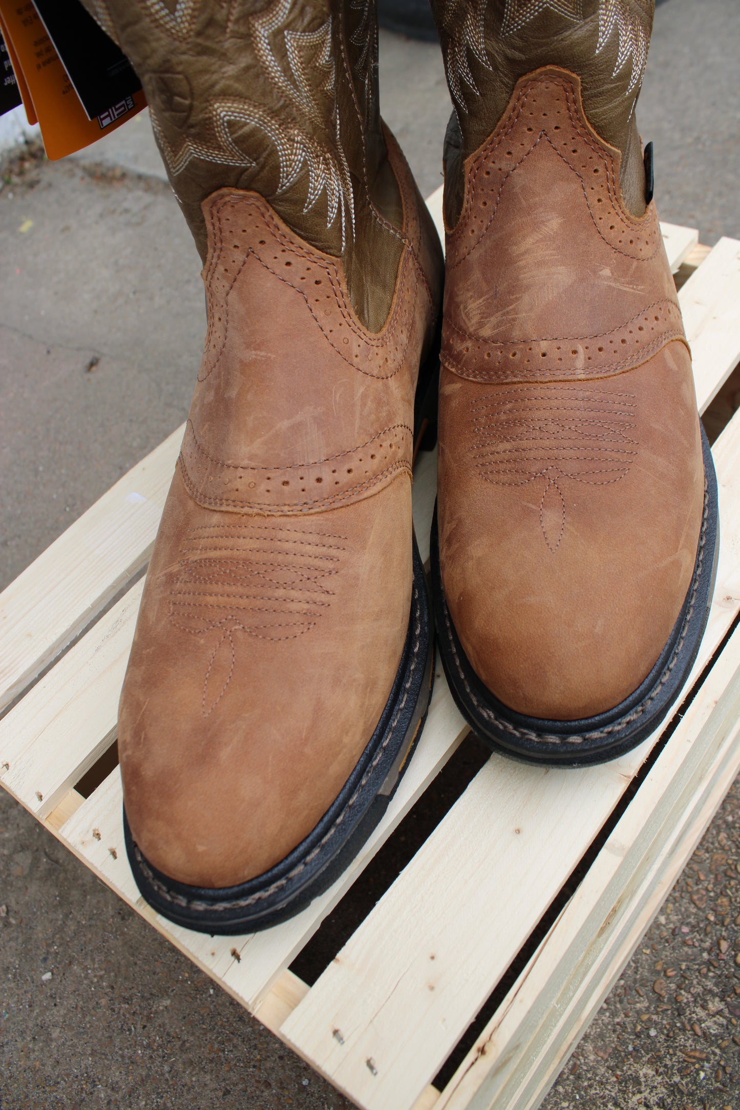 Ariat® Workhog® Roper Toe Work Boots- Aged Bark