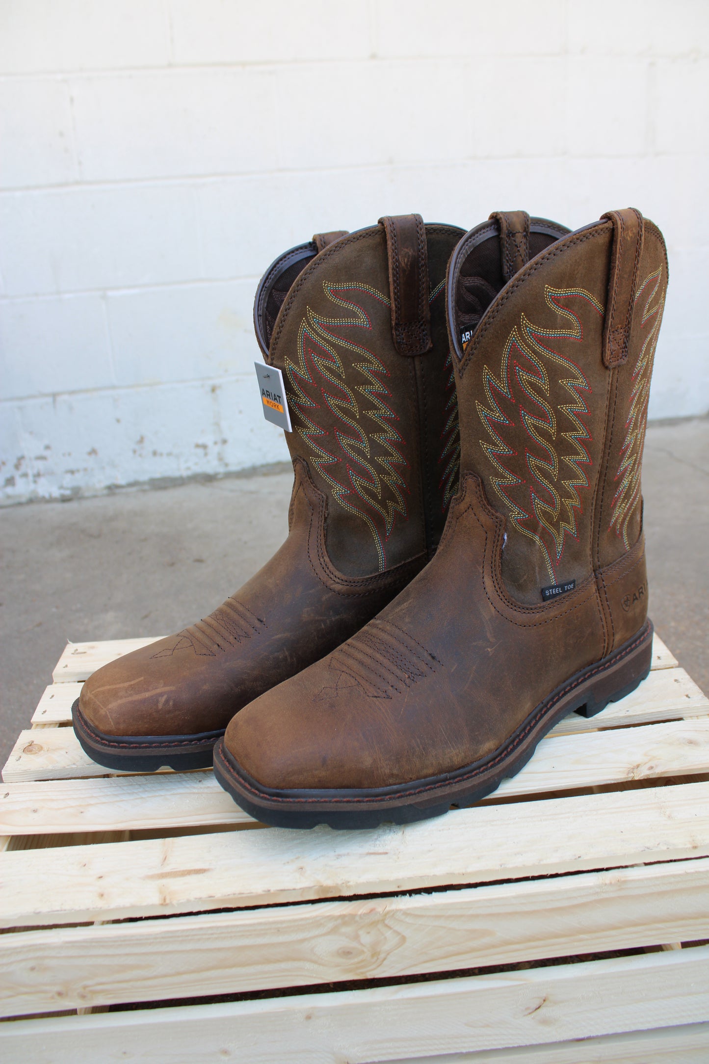 Ariat® Groundbreaker Wide Square Steel Toe Work Boot-Brown