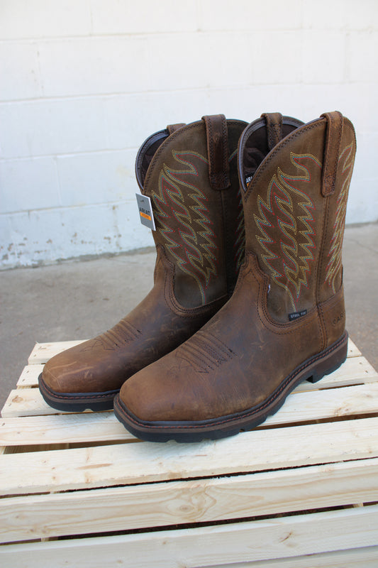 Ariat® Groundbreaker Wide Square Steel Toe Work Boot-Brown