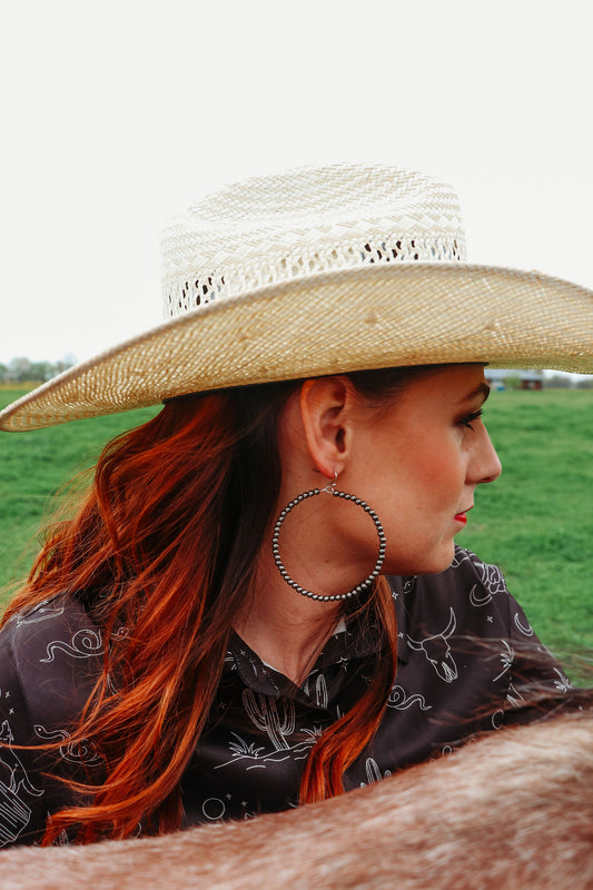 Polish Navajo Bead Hoop Earrings