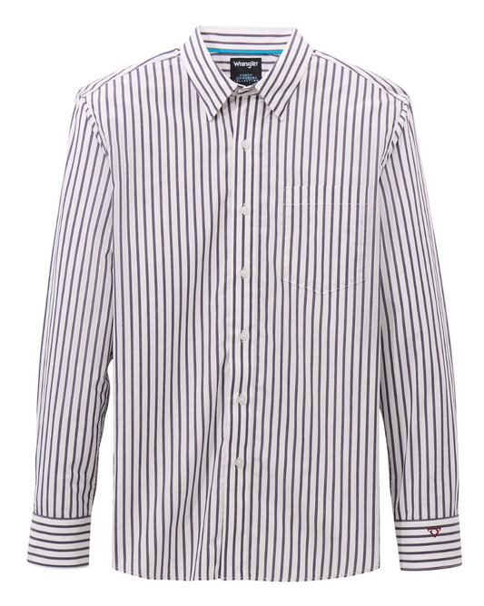 Wrangler X Cody Johnson Long Sleeve Shirt- Classic Fit- White & Navy