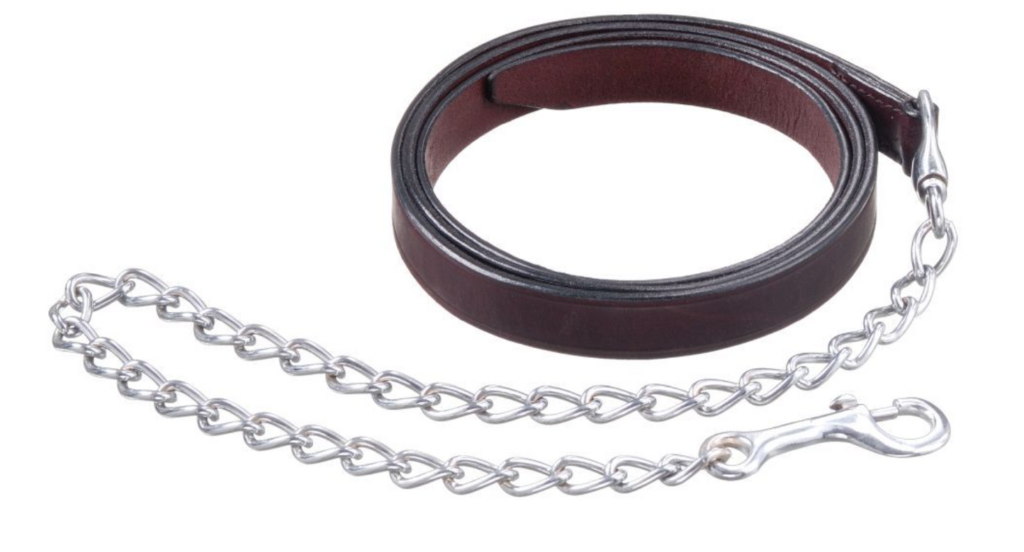 Royal King Leather Lead with Nickel Chain - 1"