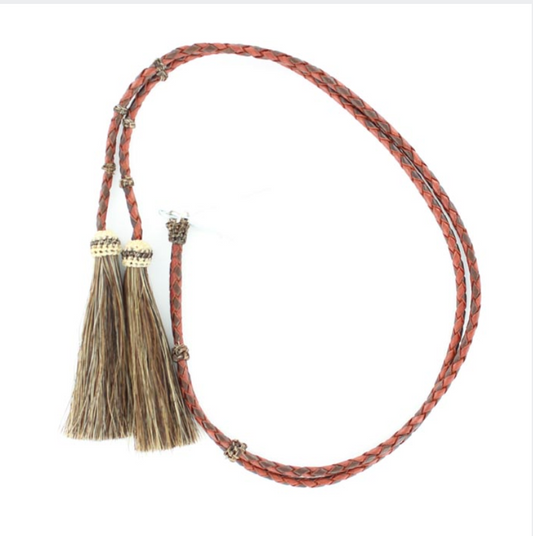 Leather Stampede String with Horsehair