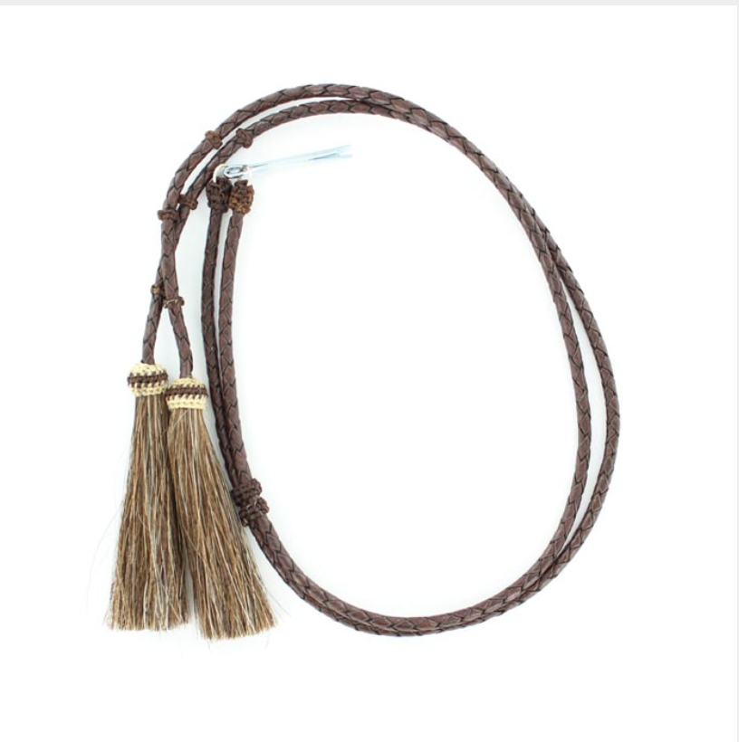 Leather Stampede String with Horsehair