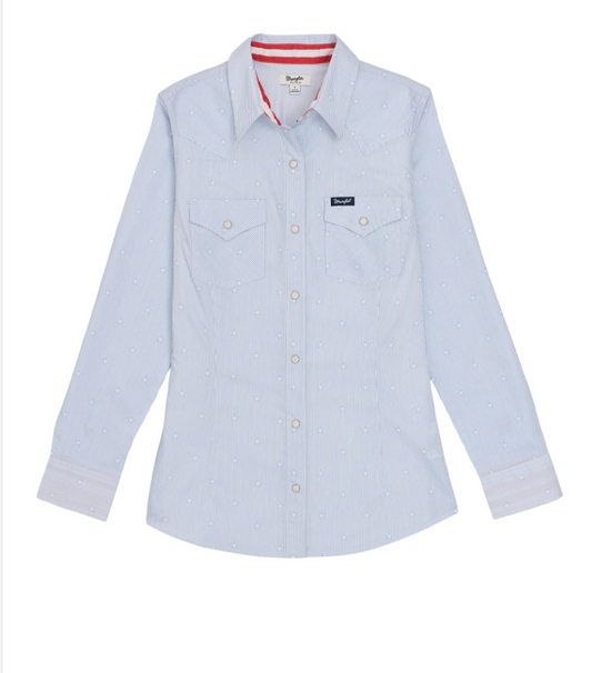 Wrangler Retro® Women's Long-Sleeve Pearl Snap- Stars & Stripes