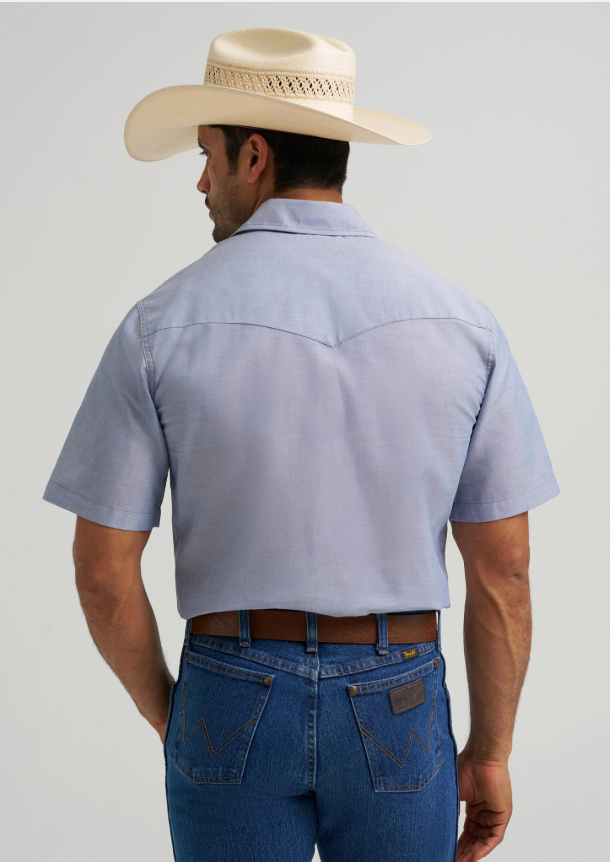 Wrangler® Western Chambray Work Shirt- Short Sleeve